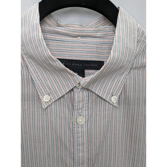 Marc By Marc Jacobs Striped Button Up Shirt Men Size XL Timeless Office Neutral - Picture 6 of 12